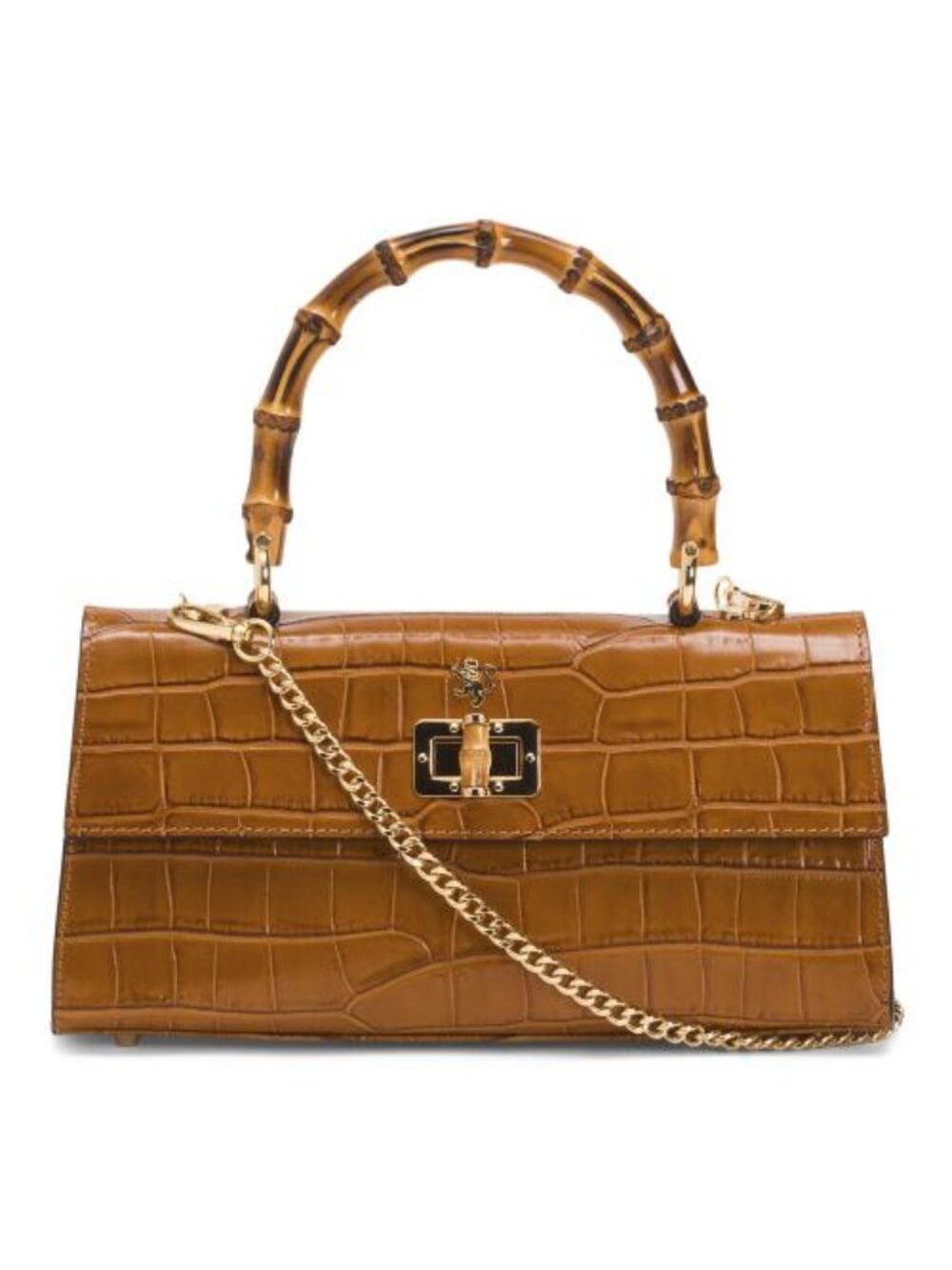 PRATESI Made In Italy Leather Crocodile East West Satchel